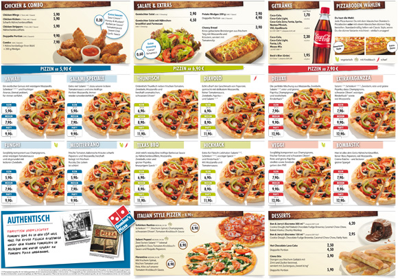 Menü Domino's Pizza Menü Domino's Pizza